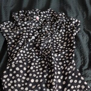 Xhilaration Black and White Polka Dot Blouse